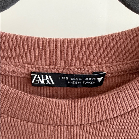 Zara Ribbed Ruched Crop Top in Rust - Picture 2 of 2